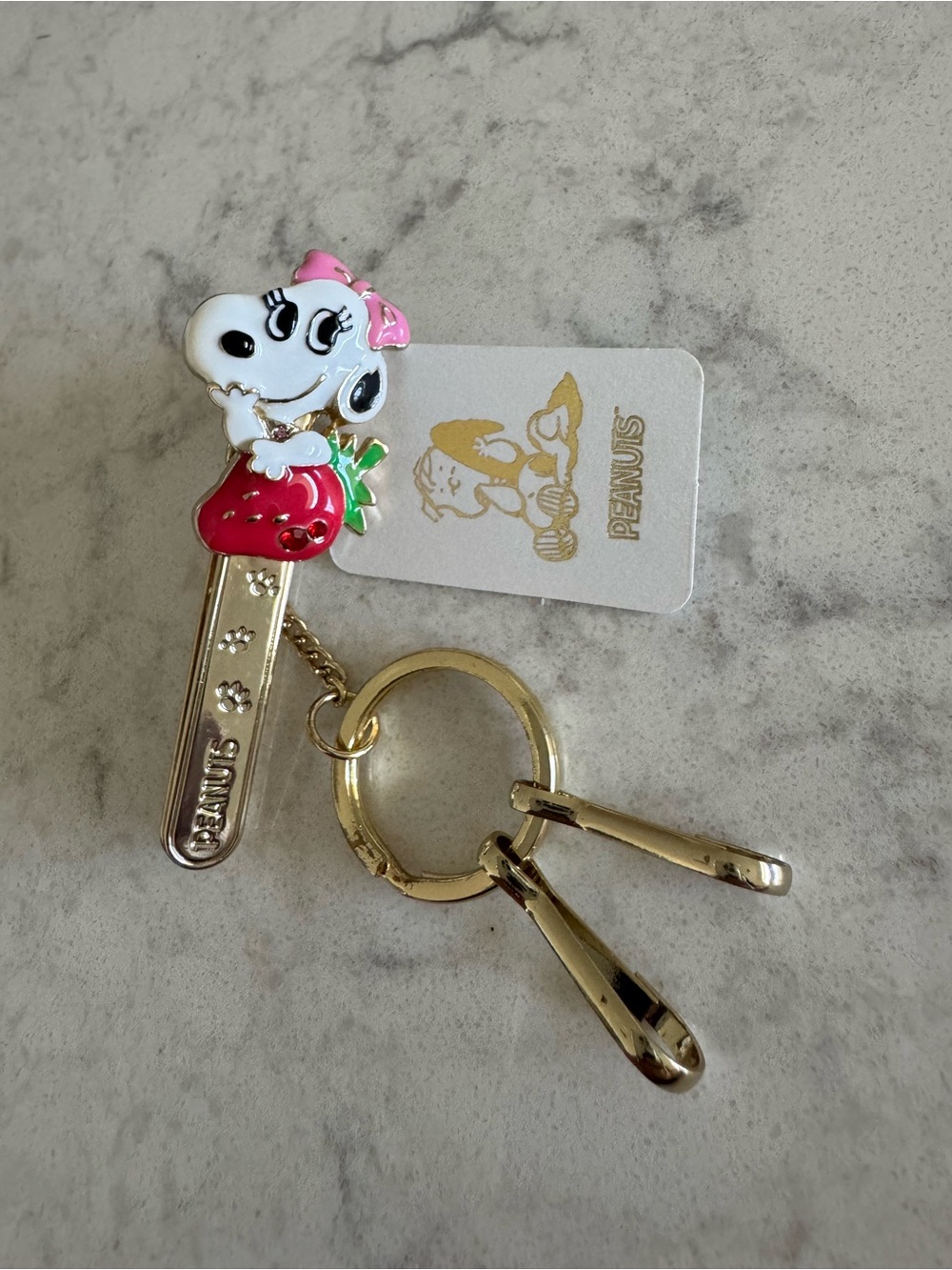 Peanuts BELLE Strawberry Keychain bag clip Pink & Red
